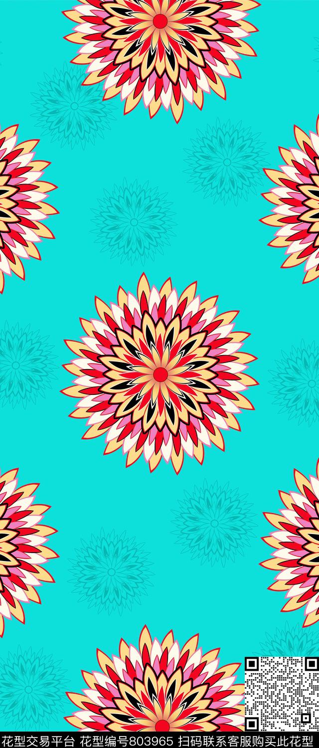 中东双边定位裙边花民族风传统印花华亿平台下载（图片编号: 803965） - 瓦栏（Walan）