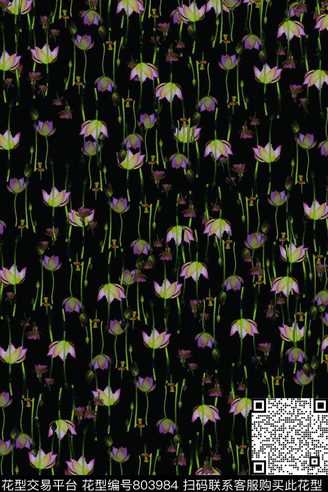 花朵花卉荷花数码印花华亿平台下载（图片编号: 803984） - 瓦栏（Walan）