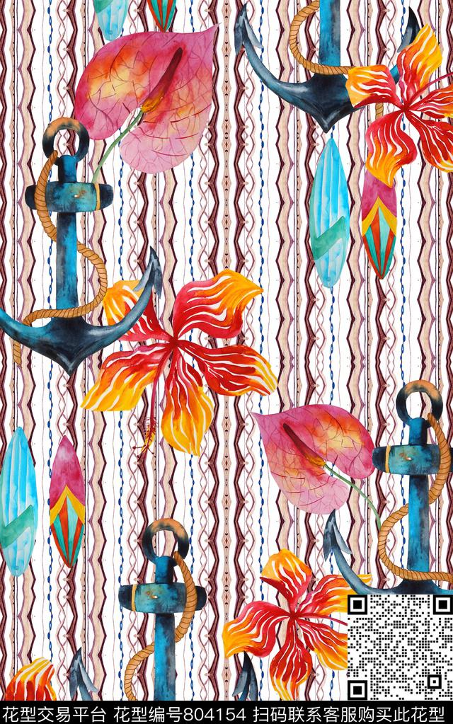 热带部落花卉数码印花华亿平台下载（图片编号: 804154） - 瓦栏（Walan）