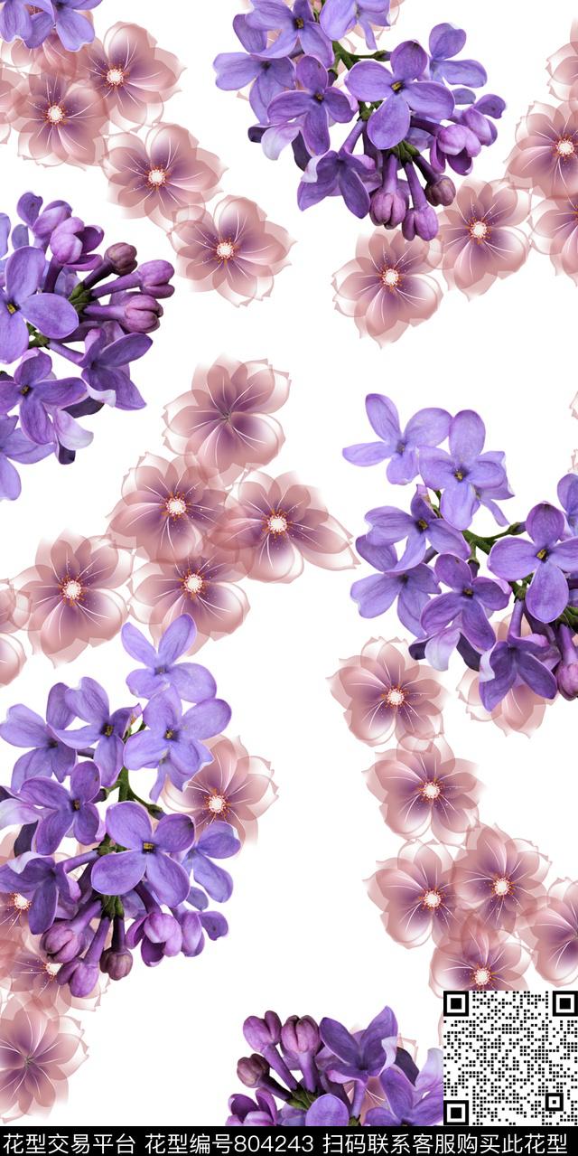 玉兰花牡丹兰花数码印花华亿平台下载（图片编号: 804243） - 瓦栏（Walan）