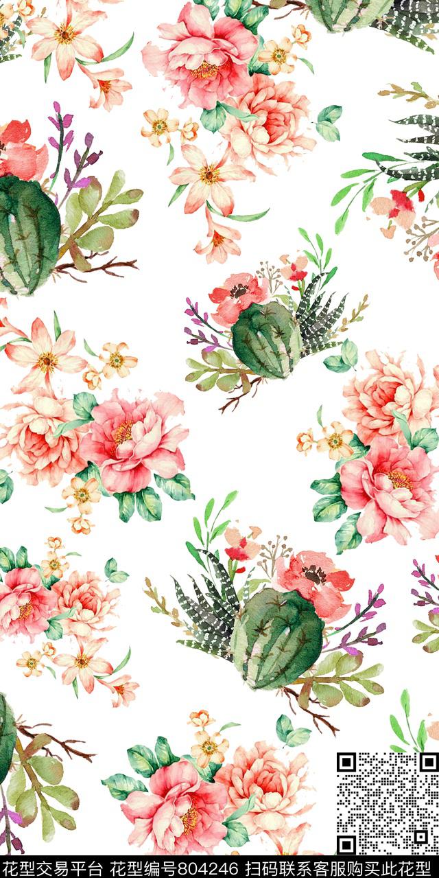百合大花牡丹数码印花华亿平台下载（图片编号: 804246） - 瓦栏（Walan）