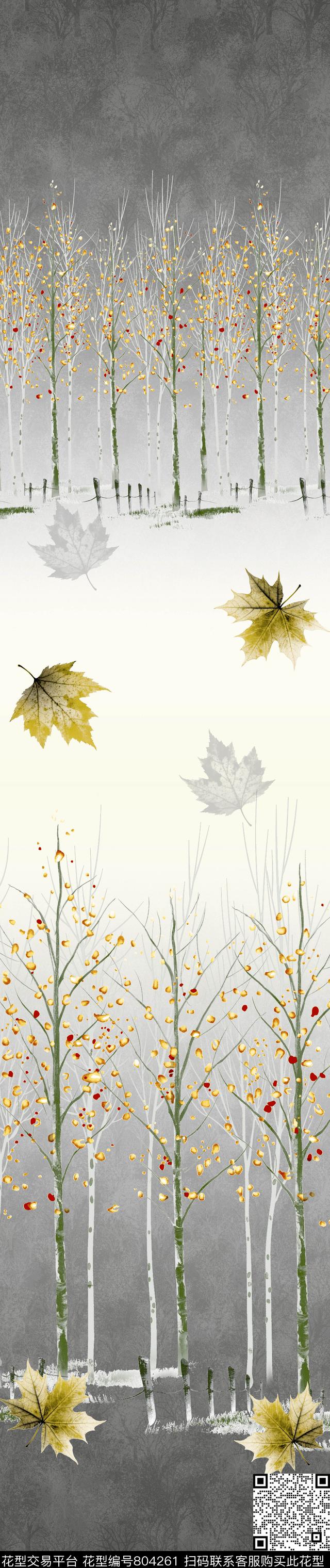 彩条叶子窗帘传统印花华亿平台下载（图片编号: 804261） - 瓦栏（Walan）