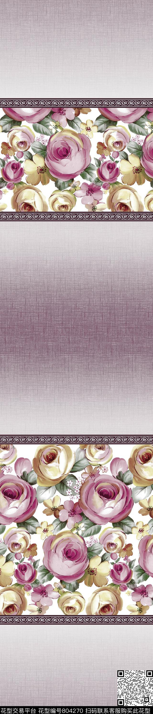 大花花卉窗帘传统印花华亿平台下载（图片编号: 804270） - 瓦栏（Walan）