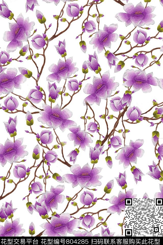 花卉绣花多彩数码印花华亿平台下载（图片编号: 804285） - 瓦栏（Walan）