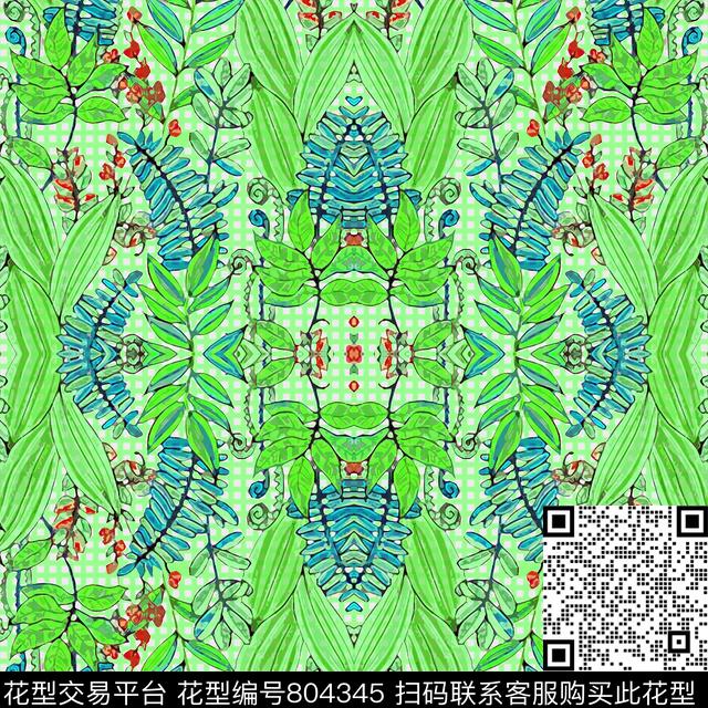 花卉女装绿植树叶数码印花华亿平台下载（图片编号: 804345） - 瓦栏（Walan）