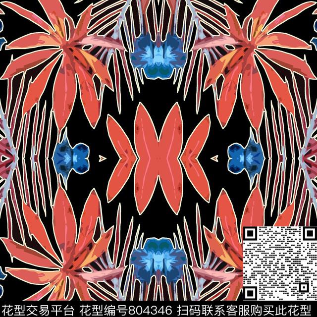 花卉棕榈叶女装传统印花华亿平台下载（图片编号: 804346） - 瓦栏（Walan）