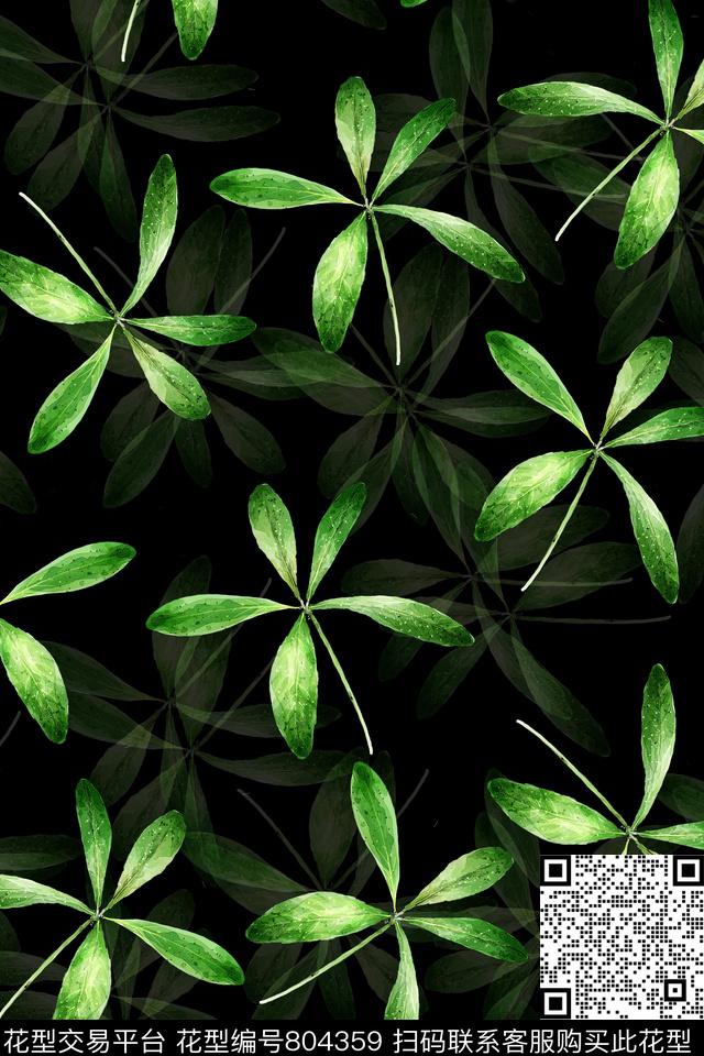 花卉叶子重影数码印花华亿平台下载（图片编号: 804359） - 瓦栏（Walan）