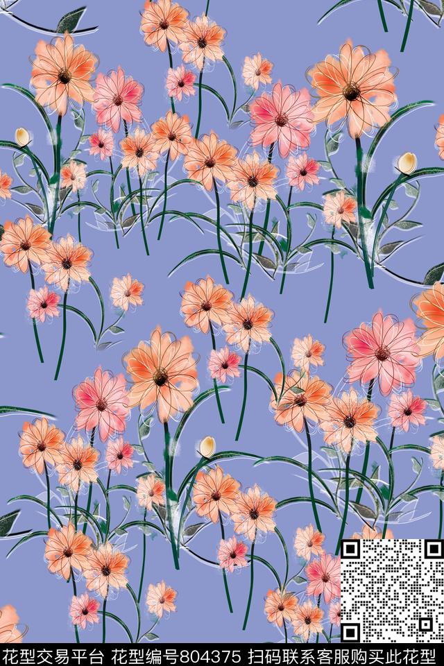 花卉小碎花乱花数码印花华亿平台下载（图片编号: 804375） - 瓦栏（Walan）