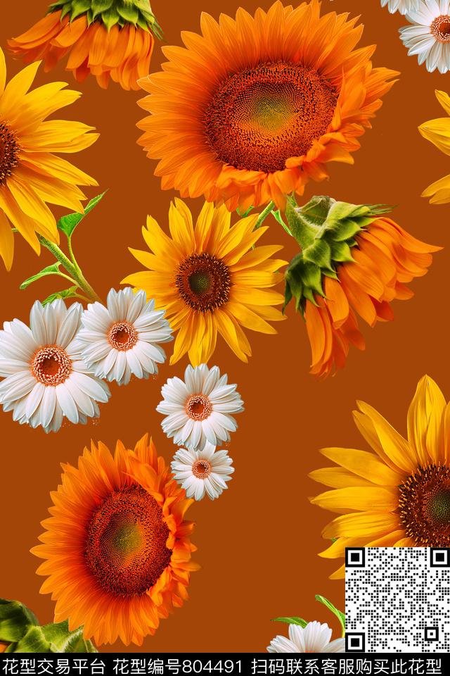 花朵花卉面料花数码印花华亿平台下载（图片编号: 804491） - 瓦栏（Walan）