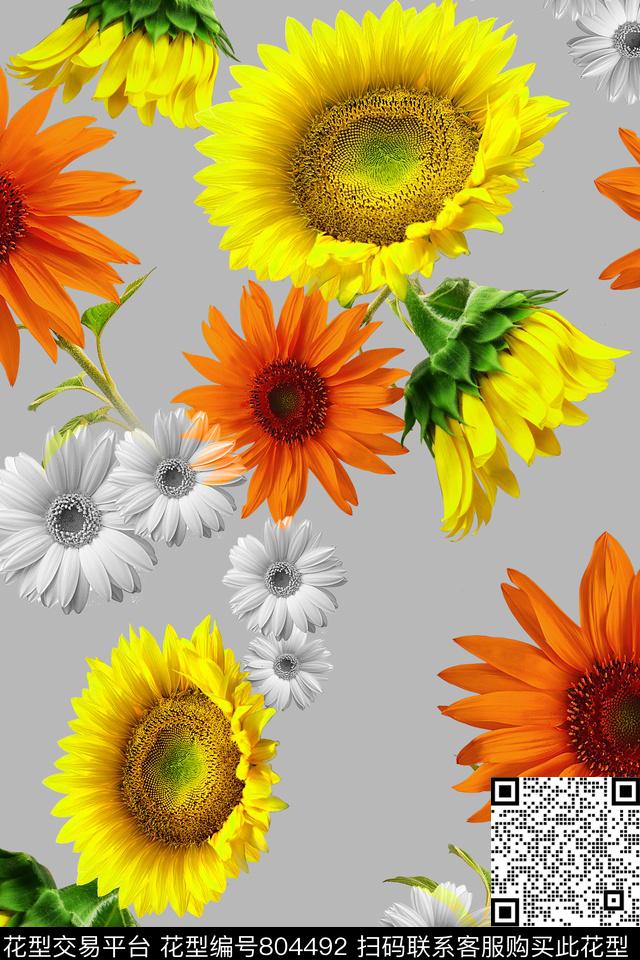花朵花卉面料花数码印花华亿平台下载（图片编号: 804492） - 瓦栏（Walan）