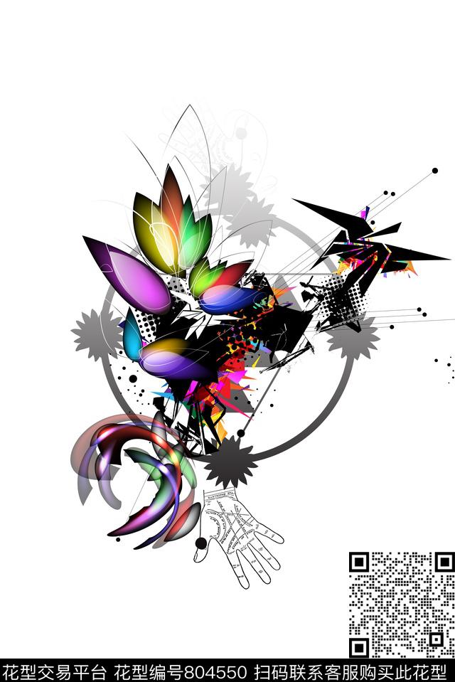 趣味涂鸦幻彩云数码印花华亿平台下载（图片编号: 804550） - 瓦栏（Walan）