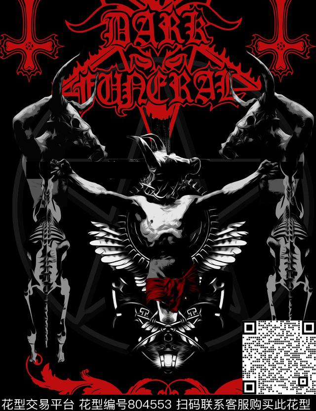 暗黑系列骷髅克罗心数码印花华亿平台下载（图片编号: 804553） - 瓦栏（Walan）