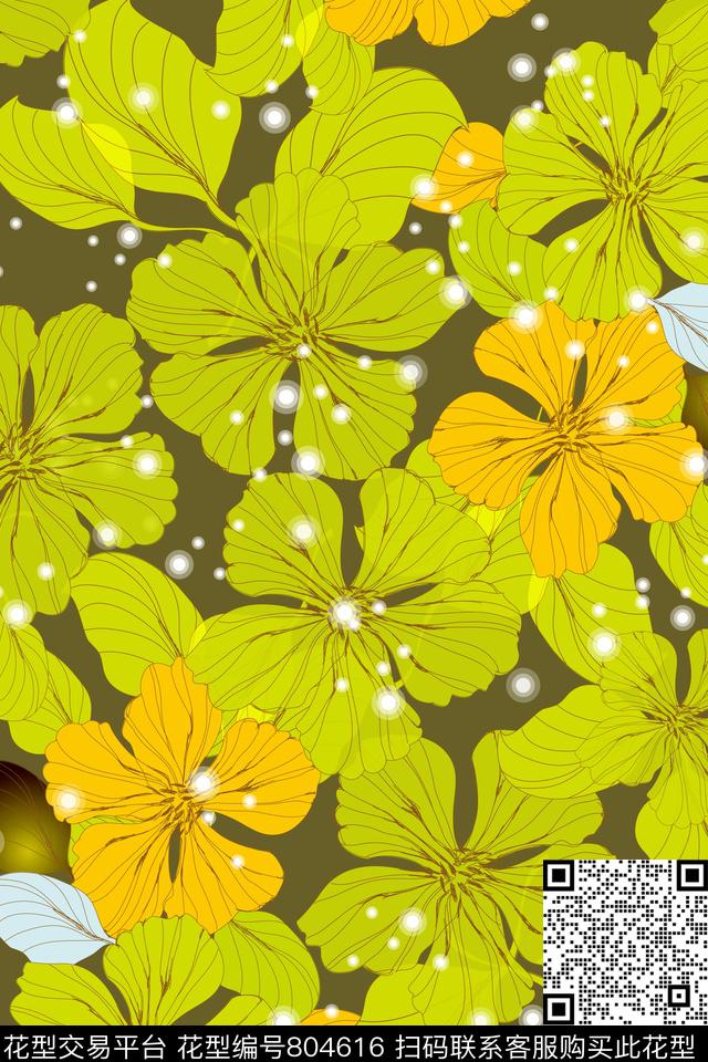 大花花瓣花卉传统印花华亿平台下载（图片编号: 804616） - 瓦栏（Walan）