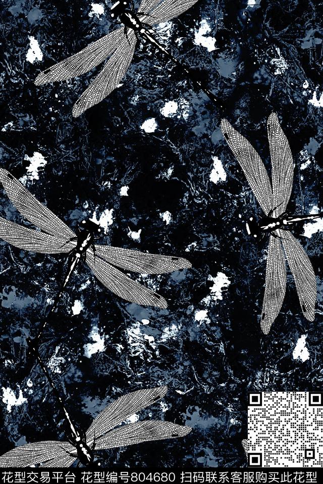 蜻蜓肌理纹理底纹男装夹克华亿平台传统印花华亿平台下载（图片编号: 804680） - 瓦栏（Walan）