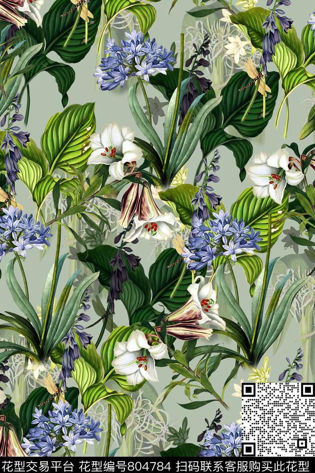 花朵花卉女装数码印花华亿平台下载（图片编号: 804784） - 瓦栏（Walan）