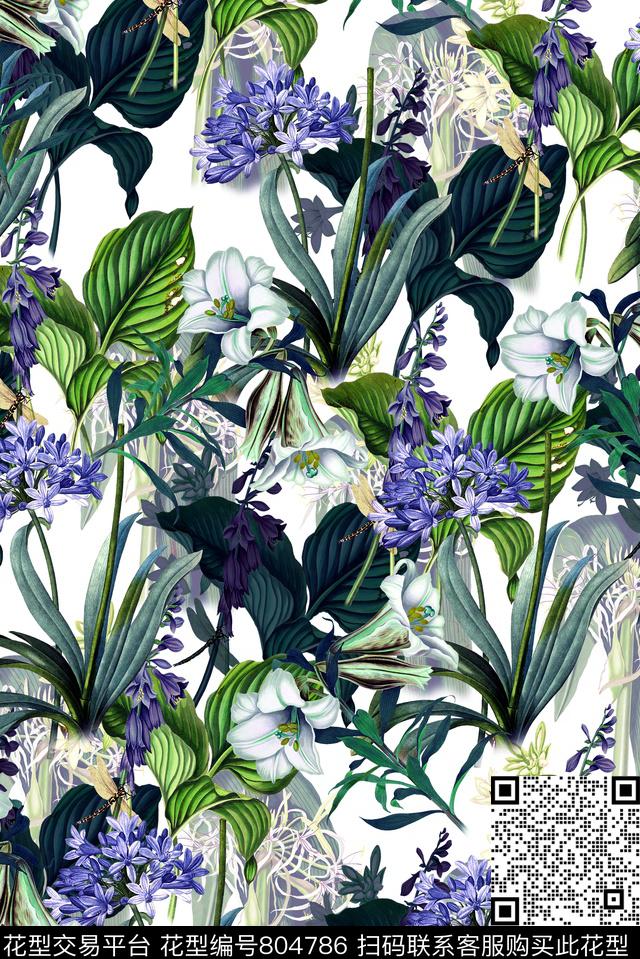 花朵花卉女装数码印花华亿平台下载（图片编号: 804786） - 瓦栏（Walan）