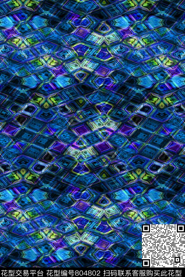 不规则几何小方块千鸟格数码印花华亿平台下载（图片编号: 804802） - 瓦栏（Walan）