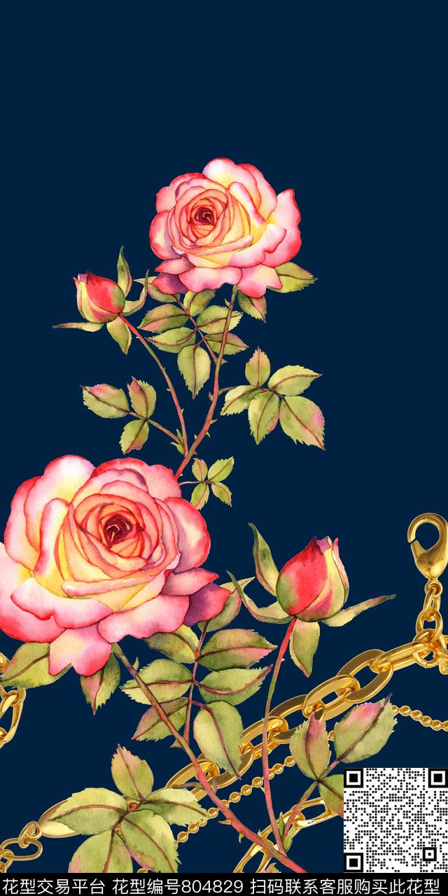 水彩花卉珠宝数码印花华亿平台下载（图片编号: 804829） - 瓦栏（Walan）