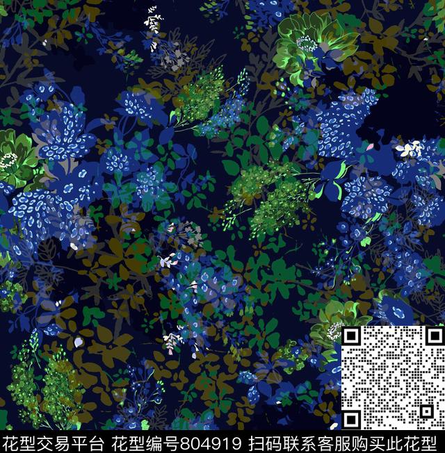 水彩花卉花卉几何小碎花数码印花华亿平台下载（图片编号: 804919） - 瓦栏（Walan）