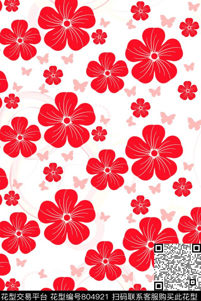 大花花瓣花卉传统印花华亿平台下载（图片编号: 804921） - 瓦栏（Walan）