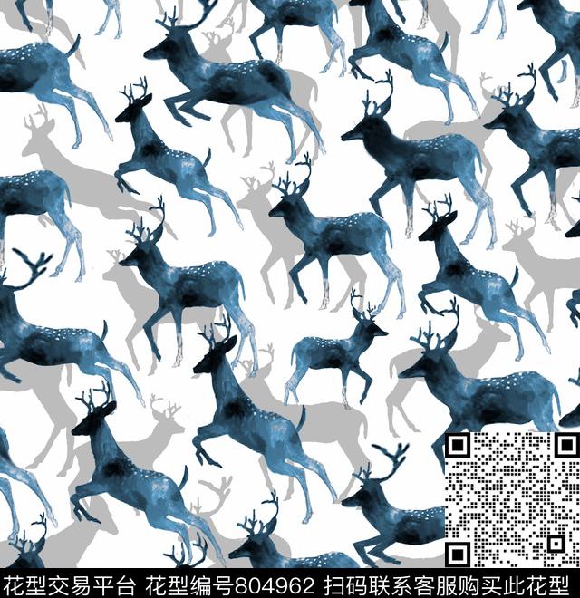 动物纹麋鹿鹿数码印花华亿平台下载（图片编号: 804962） - 瓦栏（Walan）