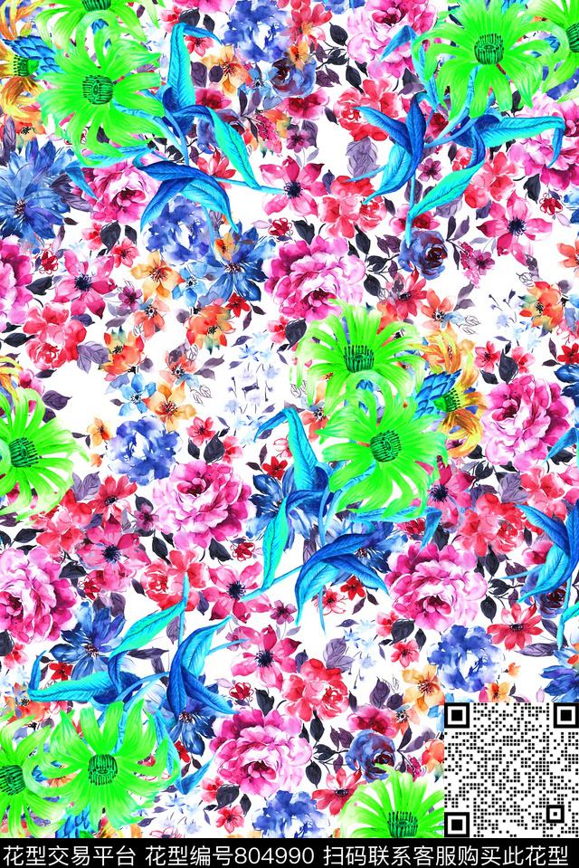 小碎花大花花朵数码印花华亿平台下载（图片编号: 804990） - 瓦栏（Walan）