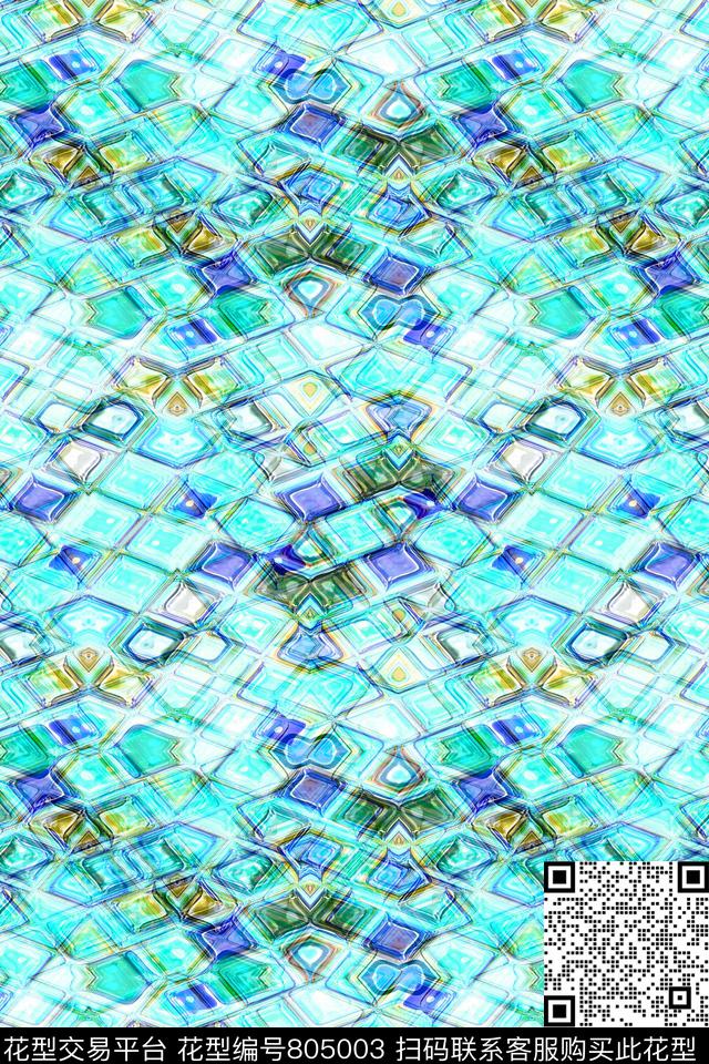 不规则几何小方块千鸟格数码印花华亿平台下载（图片编号: 805003） - 瓦栏（Walan）