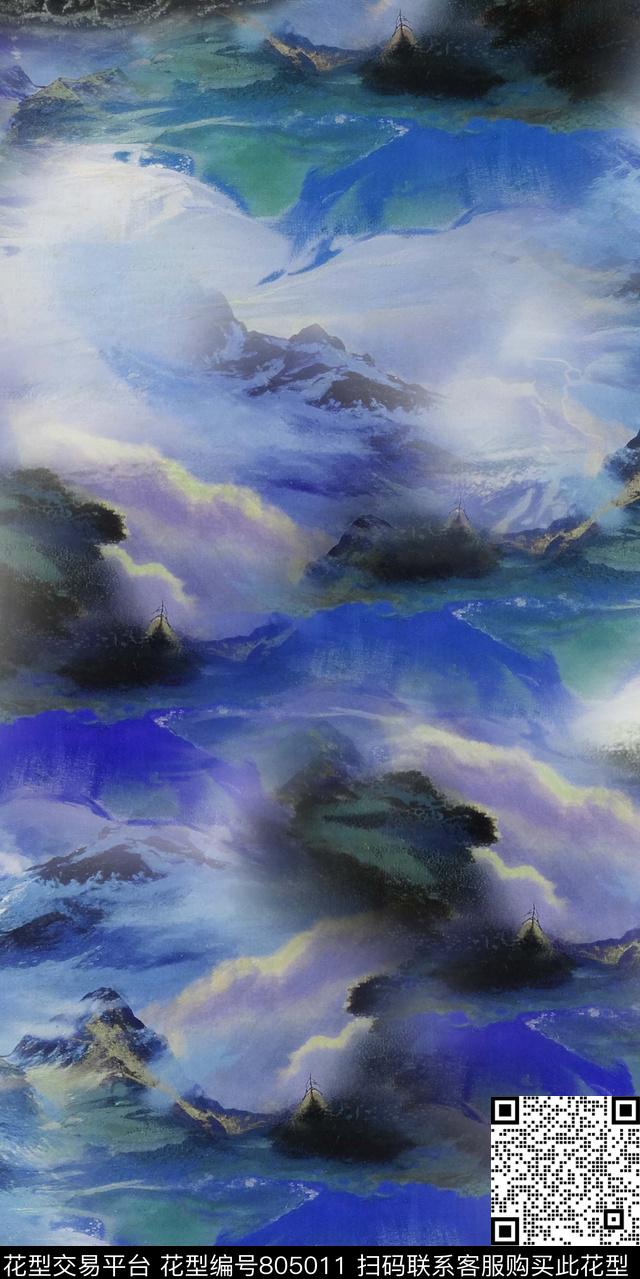 风景山脉天空数码印花华亿平台下载（图片编号: 805011） - 瓦栏（Walan）