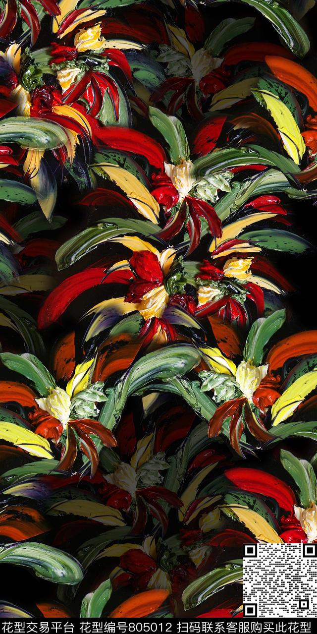 散花花卉花朵数码印花华亿平台下载（图片编号: 805012） - 瓦栏（Walan）