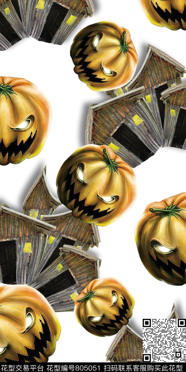 眼睛趣味南瓜数码印花华亿平台下载（图片编号: 805051） - 瓦栏（Walan）