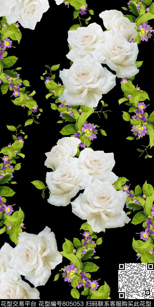 菊花玉兰花牡丹数码印花华亿平台下载（图片编号: 805053） - 瓦栏（Walan）