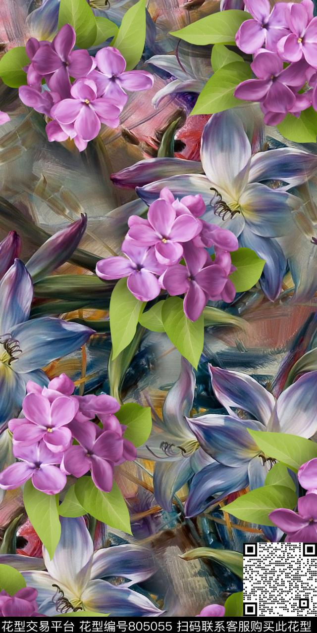 菊花玉兰花牡丹数码印花华亿平台下载（图片编号: 805055） - 瓦栏（Walan）