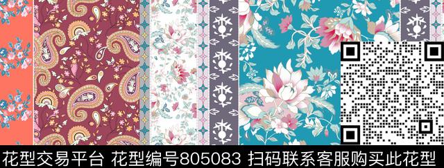 花卉小碎花荷花传统印花华亿平台下载（图片编号: 805083） - 瓦栏（Walan）