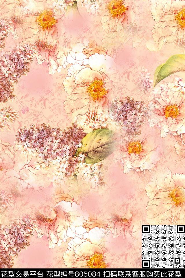 花瓣花卉花朵数码印花华亿平台下载（图片编号: 805084） - 瓦栏（Walan）