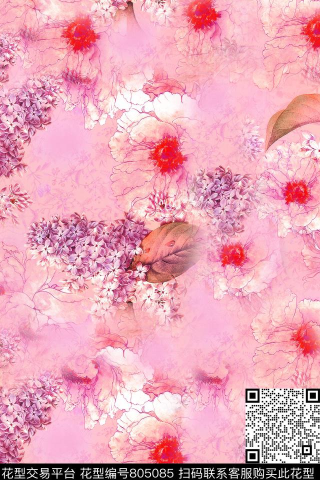 花瓣花卉花朵数码印花华亿平台下载（图片编号: 805085） - 瓦栏（Walan）
