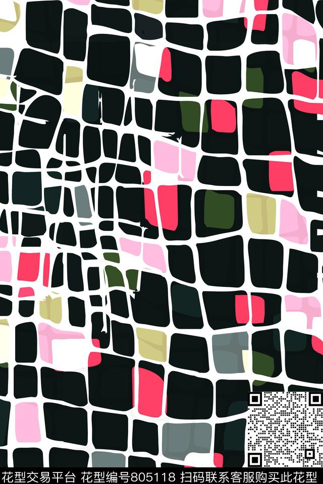 经典几何色块线条传统印花华亿平台下载（图片编号: 805118） - 瓦栏（Walan）