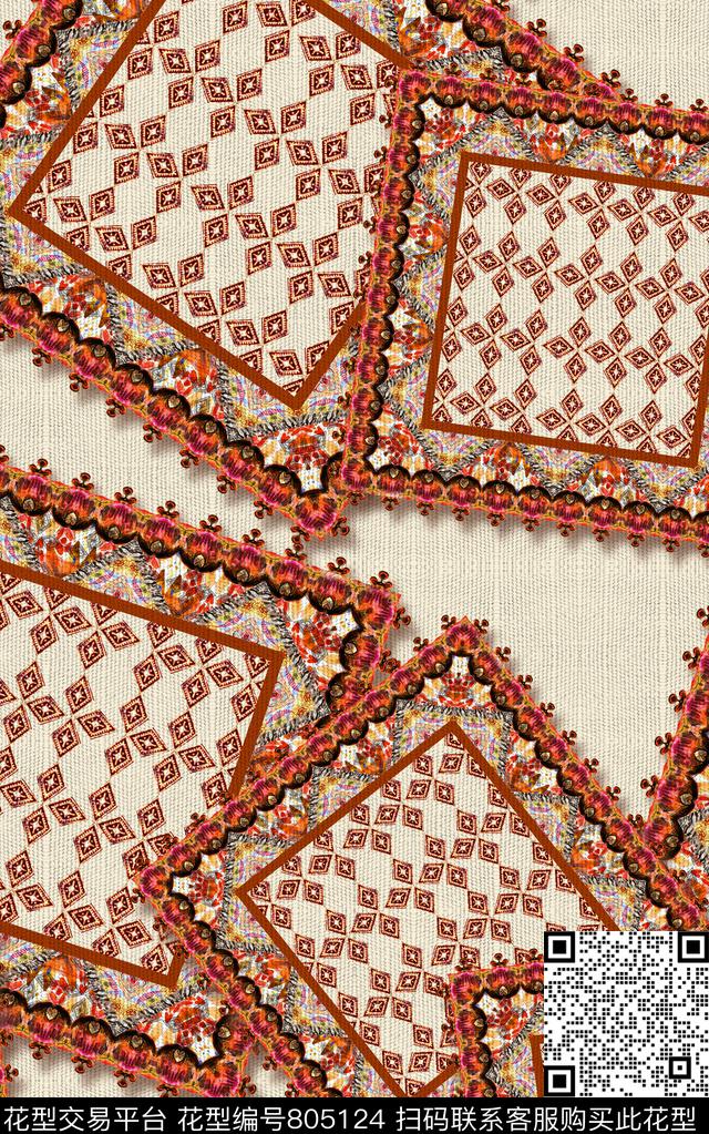 波西米亚欧美民族风数码印花华亿平台下载（图片编号: 805124） - 瓦栏（Walan）