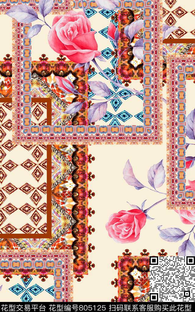 波西米亚欧美民族风数码印花华亿平台下载（图片编号: 805125） - 瓦栏（Walan）