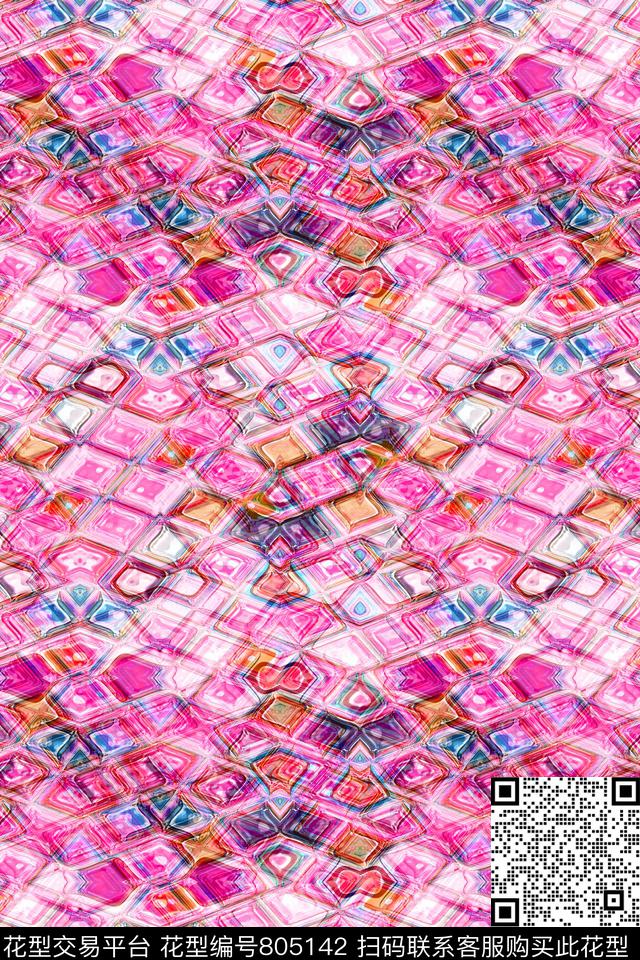 不规则几何小方块千鸟格数码印花华亿平台下载（图片编号: 805142） - 瓦栏（Walan）