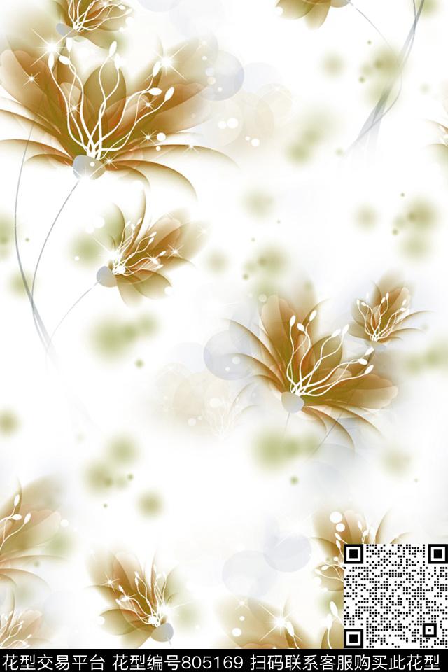 休闲花瓣花卉数码印花华亿平台下载（图片编号: 805169） - 瓦栏（Walan）