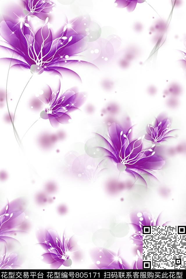 休闲花瓣花卉数码印花华亿平台下载（图片编号: 805171） - 瓦栏（Walan）