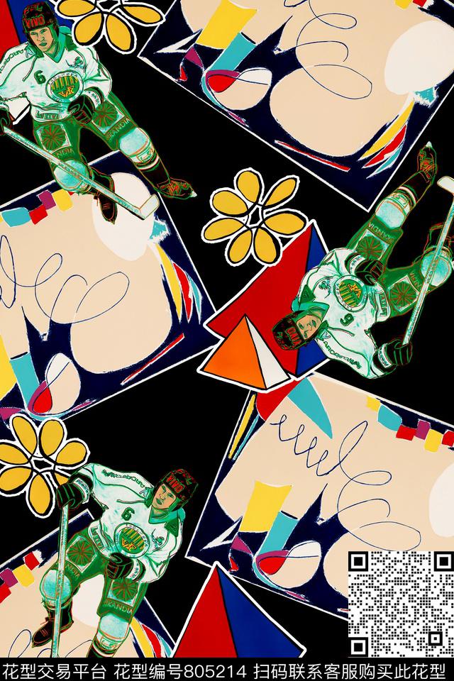 休闲几何拼接数码印花华亿平台下载（图片编号: 805214） - 瓦栏（Walan）