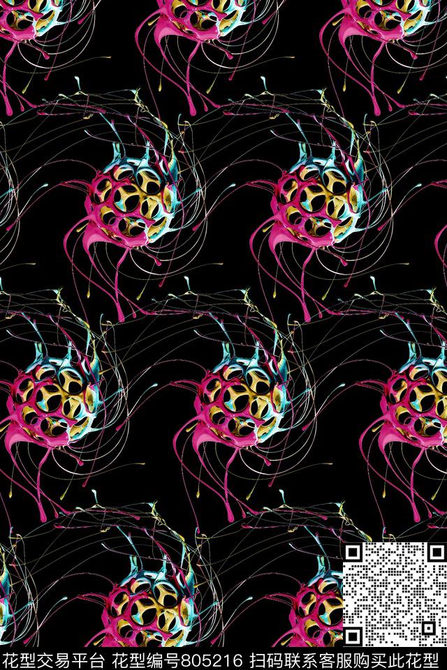 抽象几何条纹数码印花华亿平台下载（图片编号: 805216） - 瓦栏（Walan）