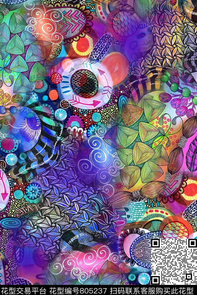 肌理几何抽象数码印花华亿平台下载（图片编号: 805237） - 瓦栏（Walan）