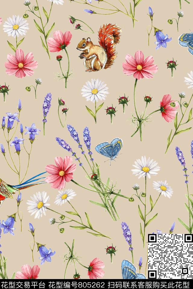 花朵小碎花花卉数码印花华亿平台下载（图片编号: 805262） - 瓦栏（Walan）