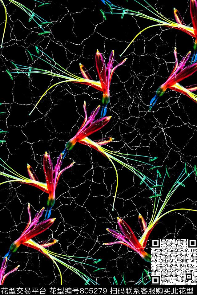清新女装华亿平台花卉花朵数码印花华亿平台下载（图片编号: 805279） - 瓦栏（Walan）