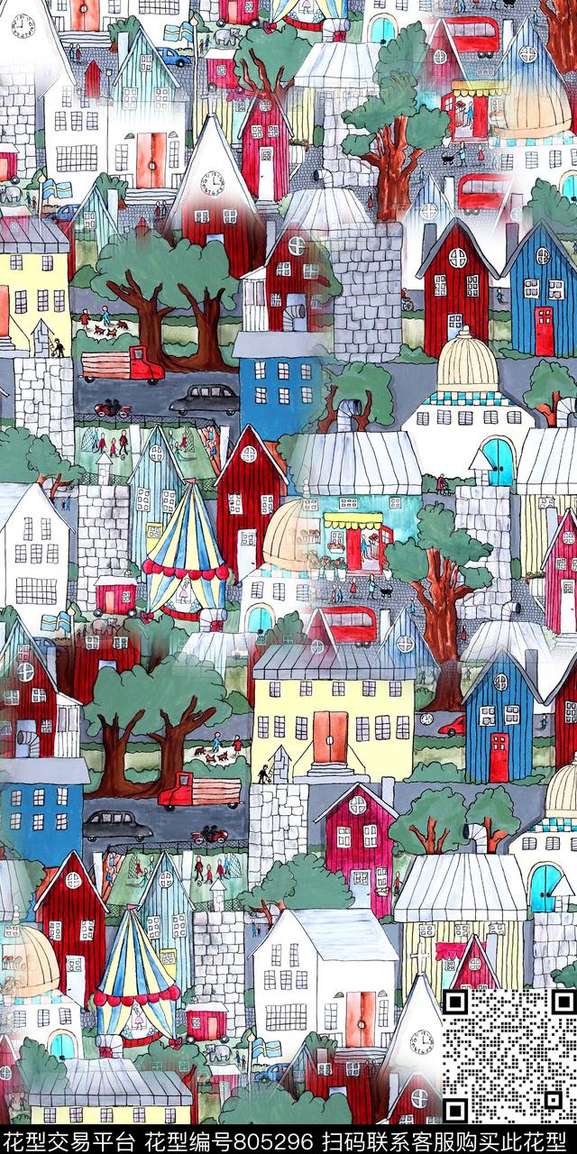 漫画卡通趣味数码印花华亿平台下载（图片编号: 805296） - 瓦栏（Walan）