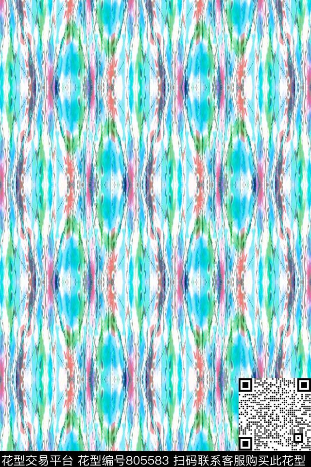 曲线竖条波浪条纹数码印花华亿平台下载（图片编号: 805583） - 瓦栏（Walan）