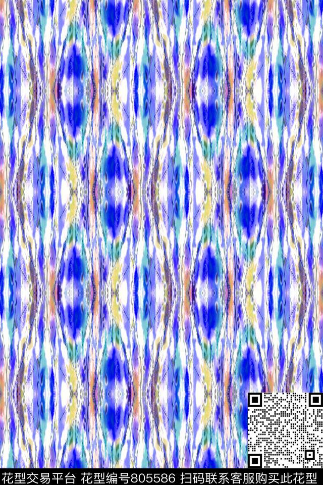 曲线竖条波浪条纹数码印花华亿平台下载（图片编号: 805586） - 瓦栏（Walan）