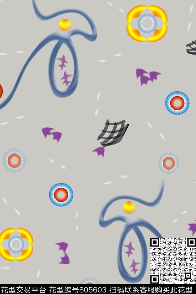 抽象飘落杂物潮流女装外套数码印花华亿平台下载（图片编号: 805603） - 瓦栏（Walan）